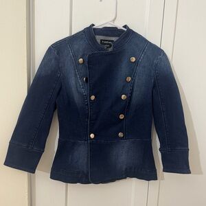 Bebe Dark Blue Jacket with Gold Accents